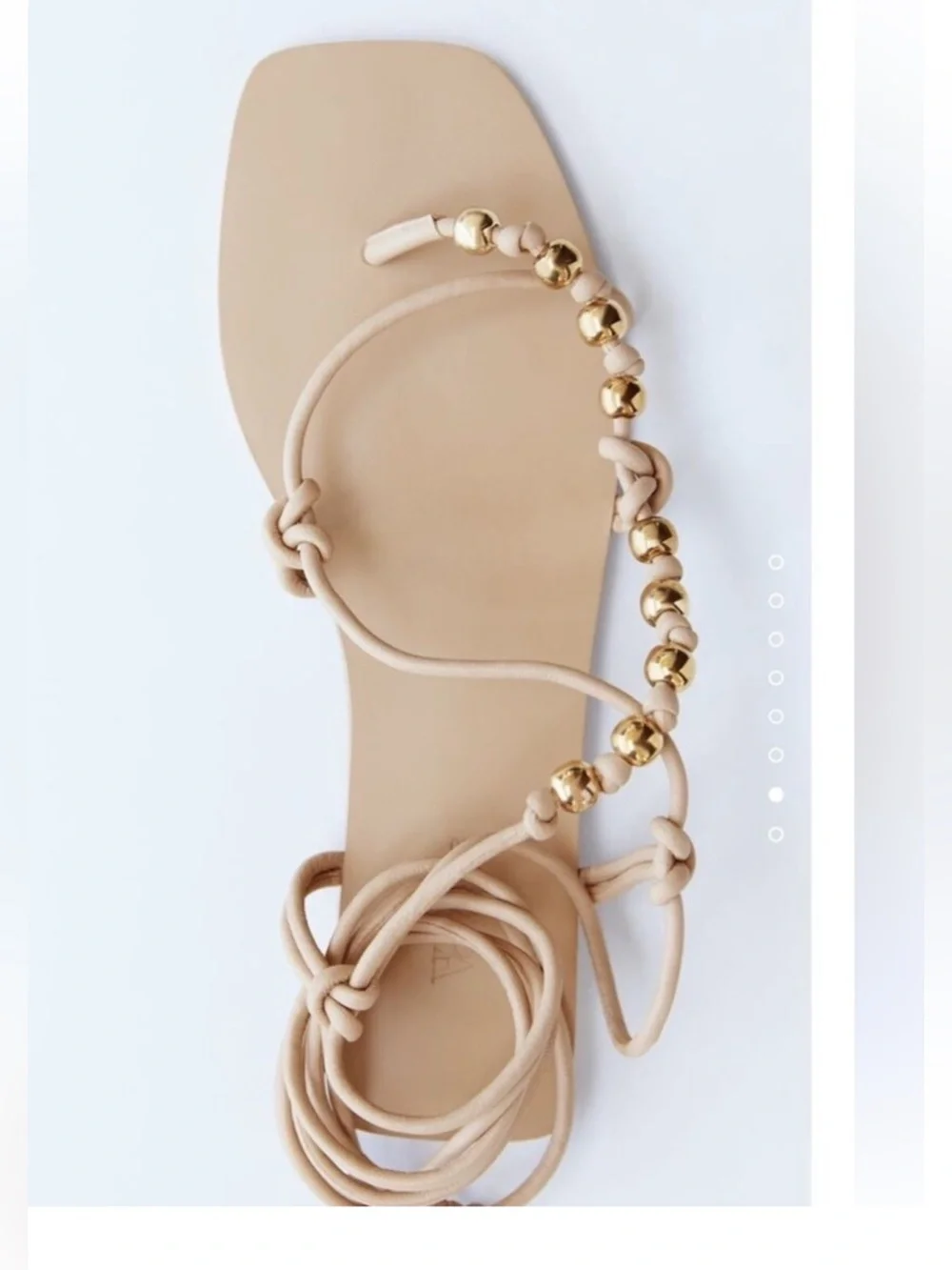 NWT Zara Sand Beige Strappy Flat Sandals - Picture 4 of 11